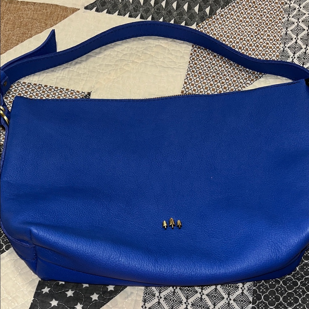 Astro blue  Leather Shoulder slouchy large Bag